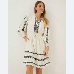 FAT FACE DEVIN IVORY WHITE BLACK EMBROIDERED BOHEMIAN MAXI DRESS - 4R